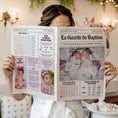 Charger l'image dans la visionneuse de la galerie, Gazette de baptême personnalisée avec photos et jeux, célébrant le baptême de deux enfants jumeaux