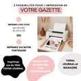 Charger l'image dans la visionneuse de la galerie, Gazette de naissance moderne en cours d’impression sur imprimante à domicile avec options papier journal et format magazine