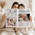 Gazette naissance moderne personnalisable avec photos de bébé et famille pour annoncer la naissance de façon originale