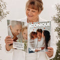 Magazine personnalisé mamie ouvert par une grand-mère, idée cadeau de noël ou fête des grand-mères