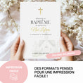 Charger l'image dans la visionneuse de la galerie, Livret de messe baptême personnalisable au format A4 pliable, prêt à imprimer facilement à la maison.