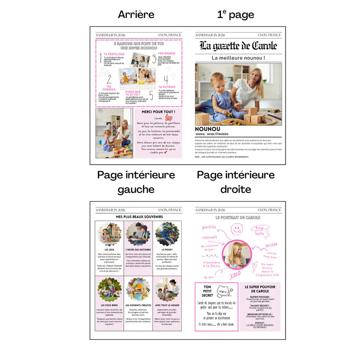 cadeau nounou personnalise, journal souvenir pour lui dire merci en fin d'année