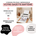 Charger l'image dans la visionneuse de la galerie, Impression gazette baptême personnalisée avec photo des enfants, disponible aux formats A3 A4 A5 ou en papier journal
