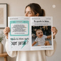 Femme tenant la gazette annonce parrain baptême dans les mains pour un cadeau émouvant et une demande unique !