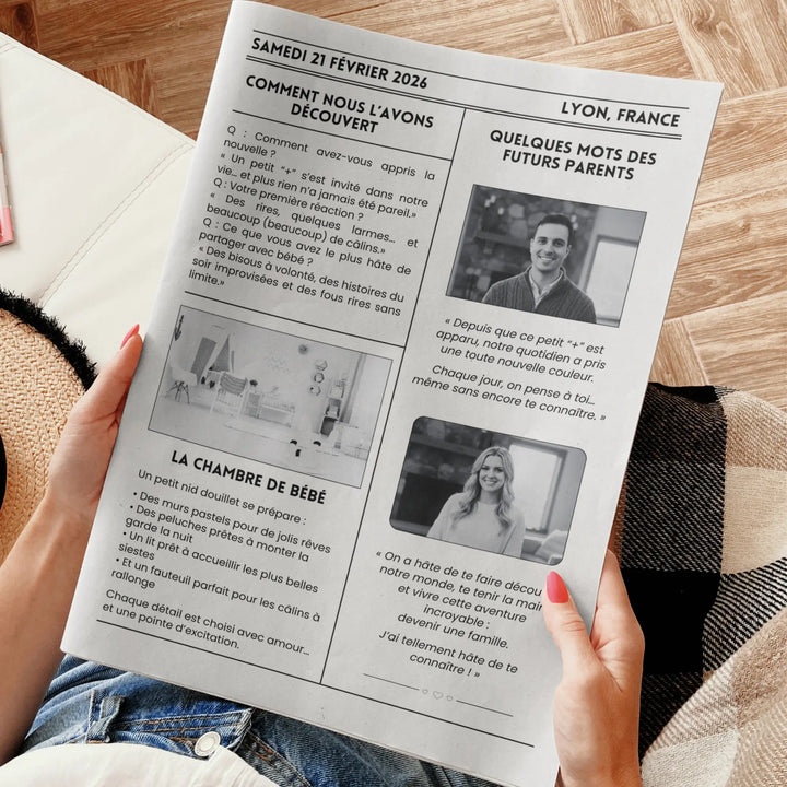 Intérieur d'une gazette de reveal grossesse.
