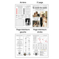 Charger l'image dans la visionneuse de la galerie, Aperçu en quadrillage des quatre pages d’une gazette de mariage originale . La couverture présente trois photos des mariés. L’arrière et les pages intérieures contiennent des jeux, un horoscope, un menu, un programme horaire, une carte des invités, un plan de table, ainsi qu’un QR code pour partager des photos.
