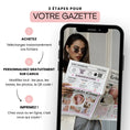 Charger l'image dans la visionneuse de la galerie, Modèle de gazette de naissance moderne personnalisable sur Canva en trois étapes simples achat, édition et impression
