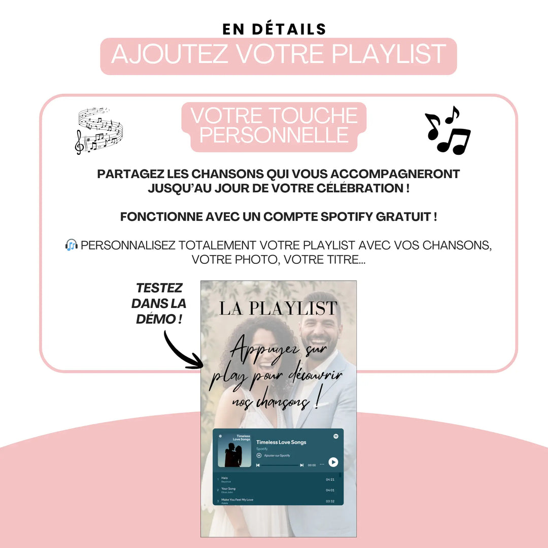 Ajoutez une playlist personnalisée à votre invitation digitale renouvellement de voeux.