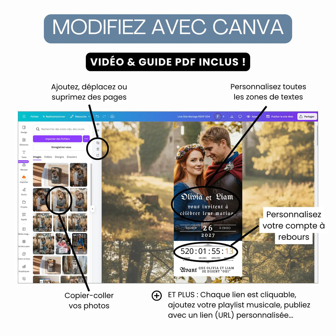 Site Invitation de Mariage Personnalisable RSVP Médiéval Fantasy