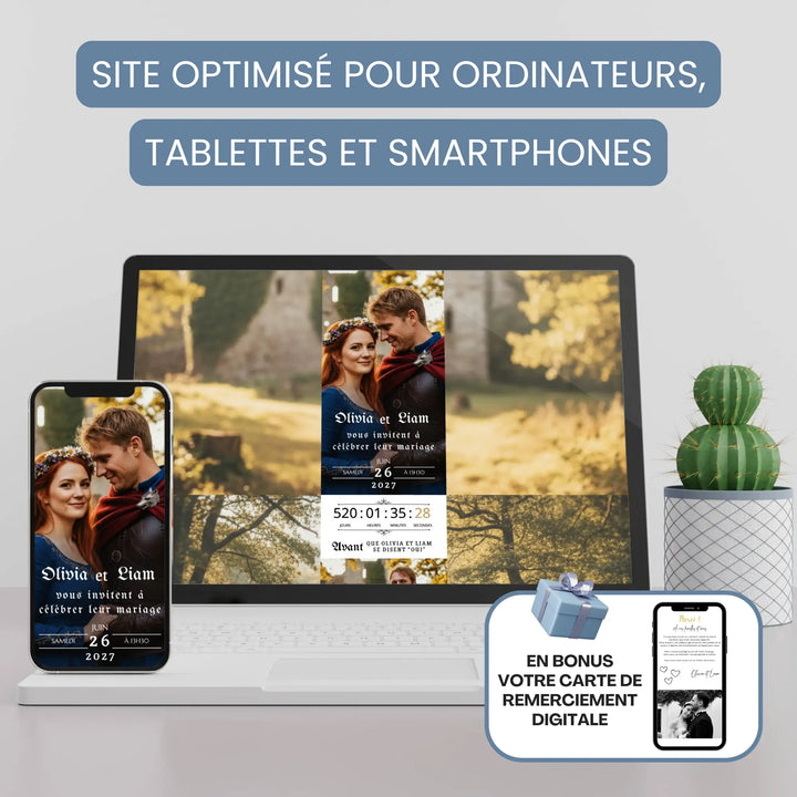 Site Invitation de Mariage Personnalisable RSVP Médiéval Fantasy