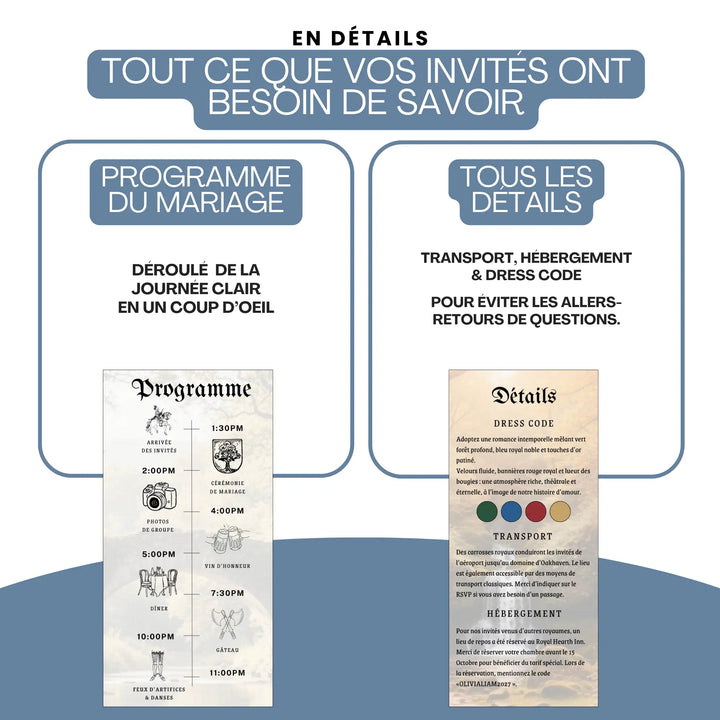 Site Invitation de Mariage Personnalisable RSVP Médiéval Fantasy