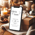 Charger l'image dans la visionneuse de la galerie, Modèle invitation de mariage digitale personnalisable, à envoyer par mail ou messageries. Texte modifiable sur Canva, téléchargement instantané, pratique et moderne pour vos invités.
