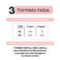 Charger l'image dans la visionneuse de la galerie, Formats inclus pour invitation de mariage et cartes RSVP personnalisables – A5, A6 et format digital.
