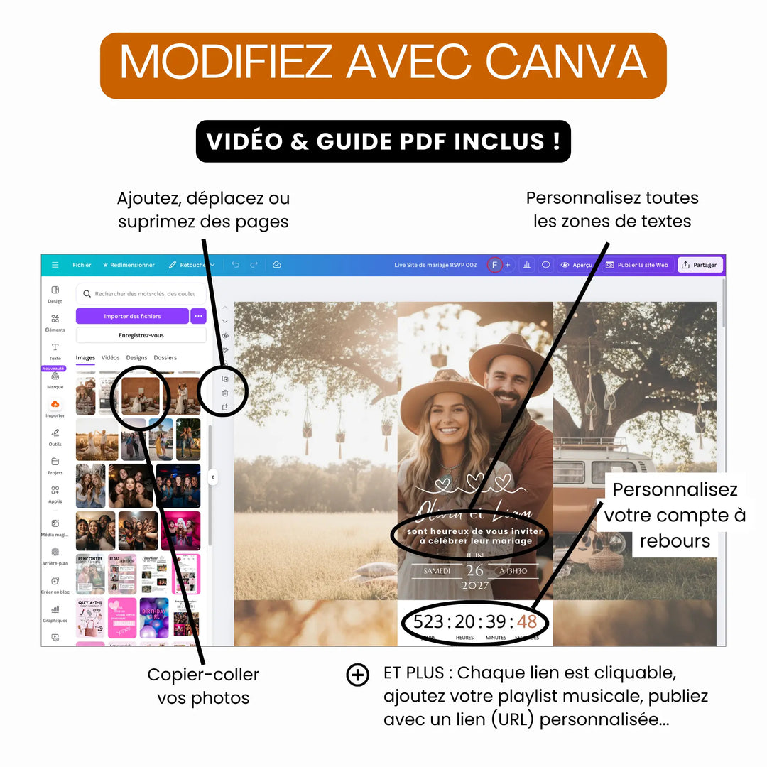 Comment modifier son site de mariage bohème pour un mariage moderne et économique.