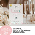 Charger l'image dans la visionneuse de la galerie, Carte du jeu des 12 mois mariage personnalisable : mois de juin, objet à trouver une chaussette, gage barbecue avec les mariés, modèle Canva modifiable
