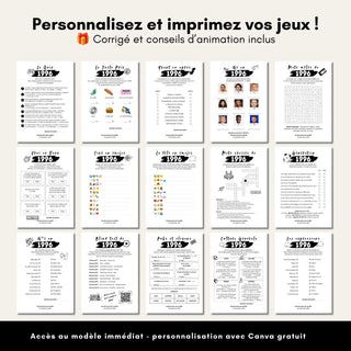 Personnalisez et imprimez vos jeux d'anniversaire année 1996, corrigé et conseils d'animation inclus
