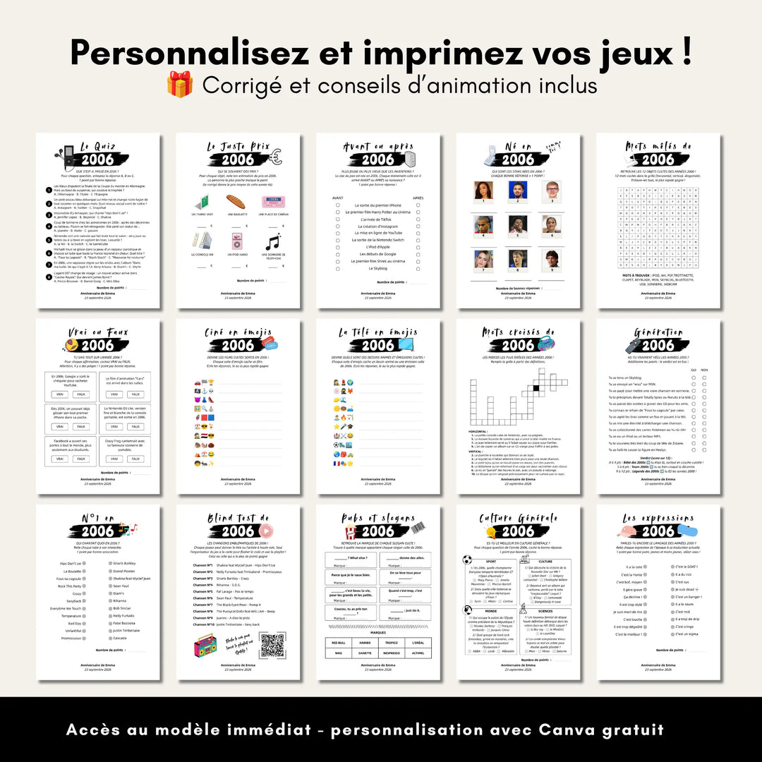 Jeux Anniversaire 20 Ans (année 2006)