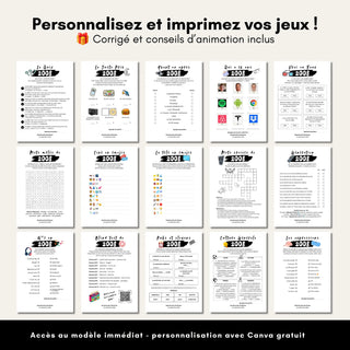 Personnalisez et imprimez vos jeux d'anniversaire année 2008, corrigé et conseils d'animation inclus