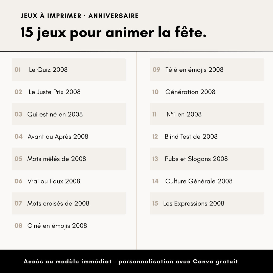 Jeux Anniversaire 18 Ans (année 2008)