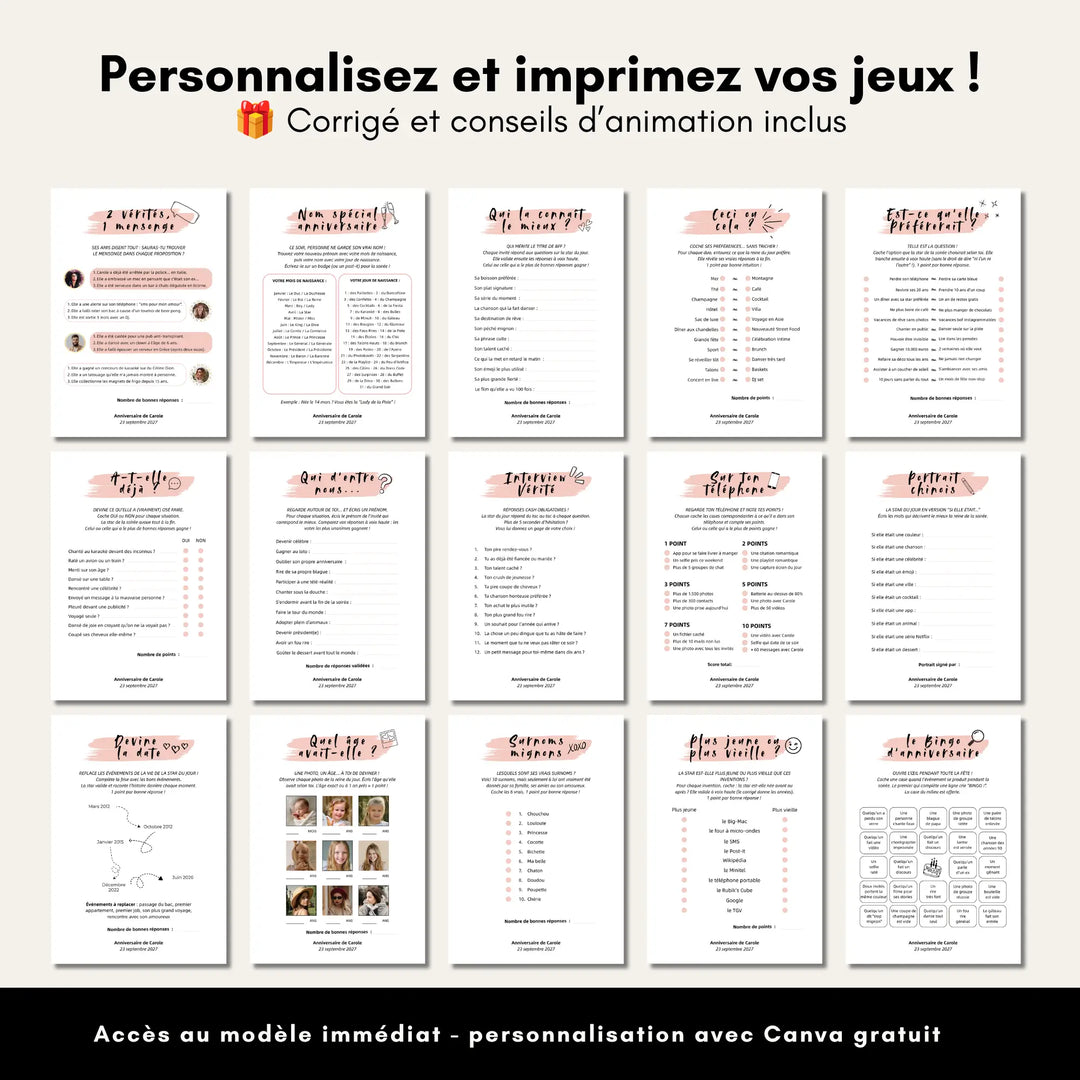 Jeux Anniversaire Adulte pour Elle