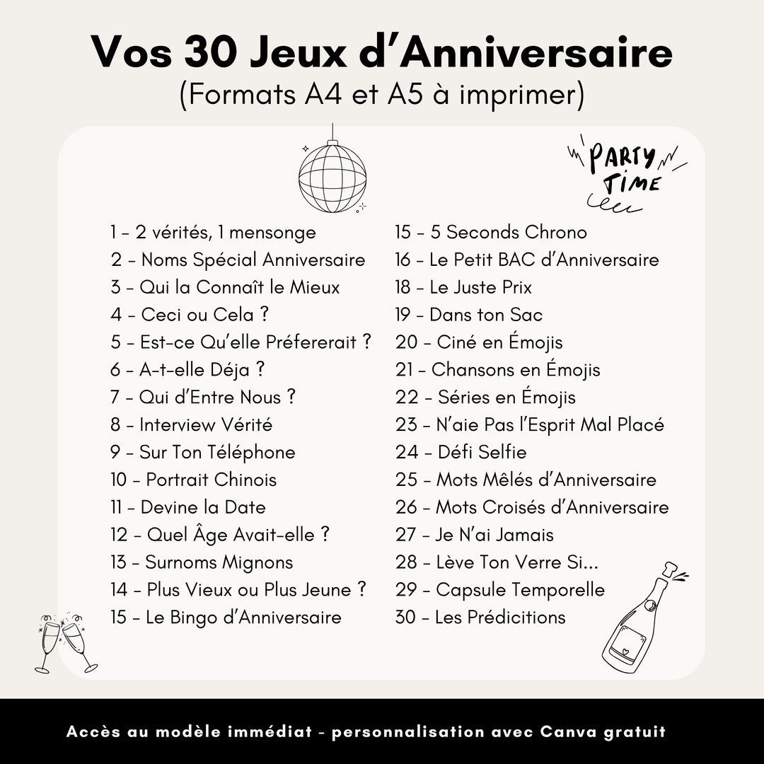Jeux Anniversaire Adulte pour Elle