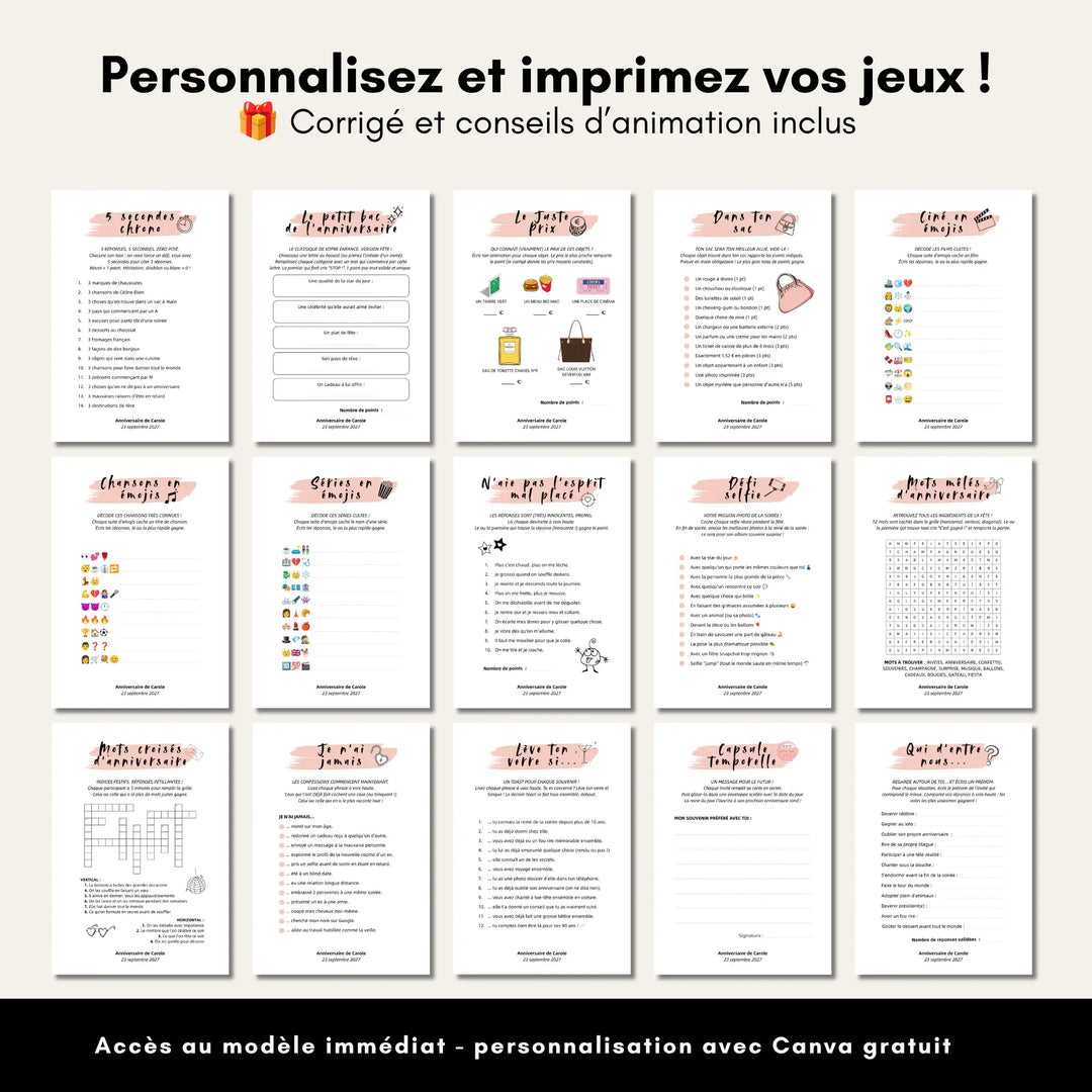 Jeux Anniversaire Adulte pour Elle