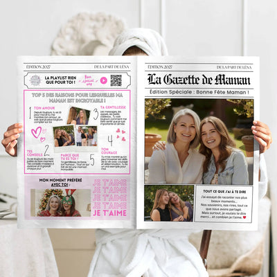 Photo d'une gazette maman, cadeau personnalisé maman pour la fête des mères.