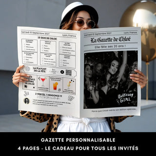 Gazette personnalisée d'anniversaire 20 ans, modèle Canva 4 pages à imprimer