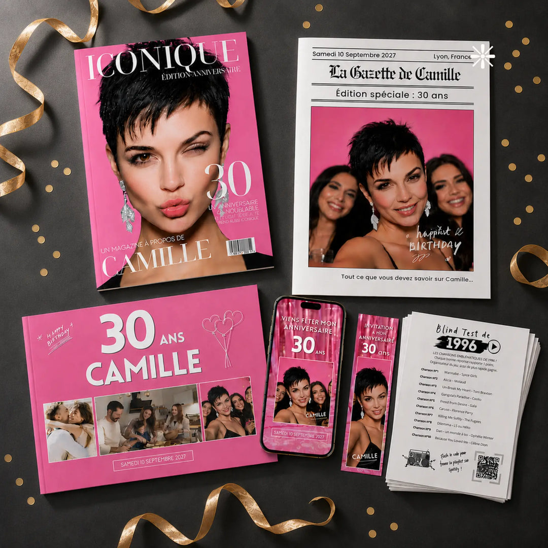 Kit anniversaire 30 ans personnalisable : magazine, gazette, livre d'or