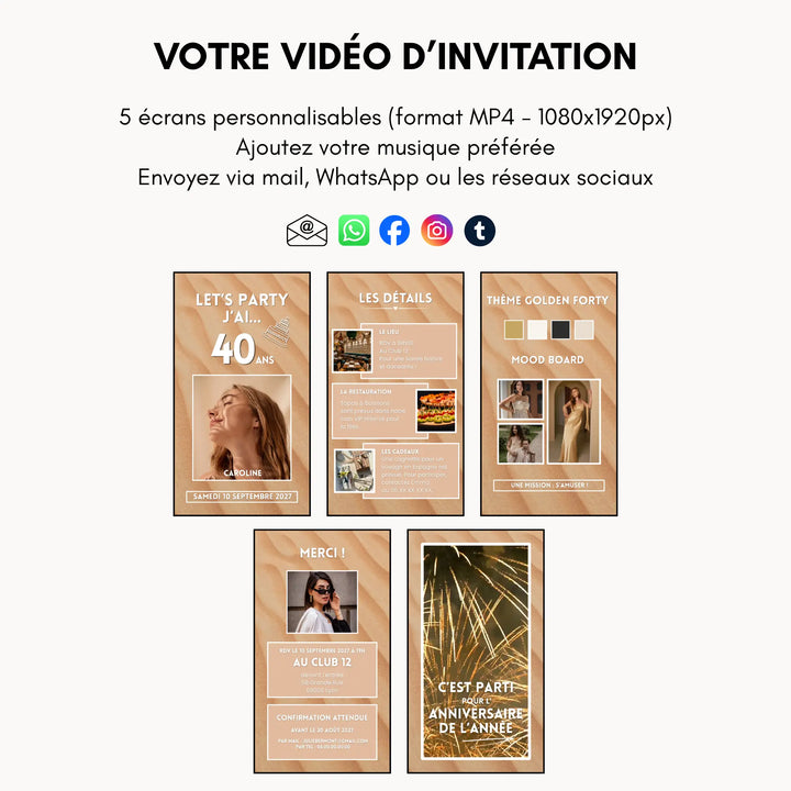Cinq écrans de la vidéo d&
