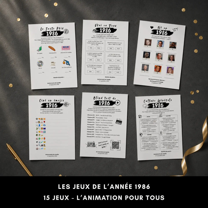 Six fiches de jeux d&