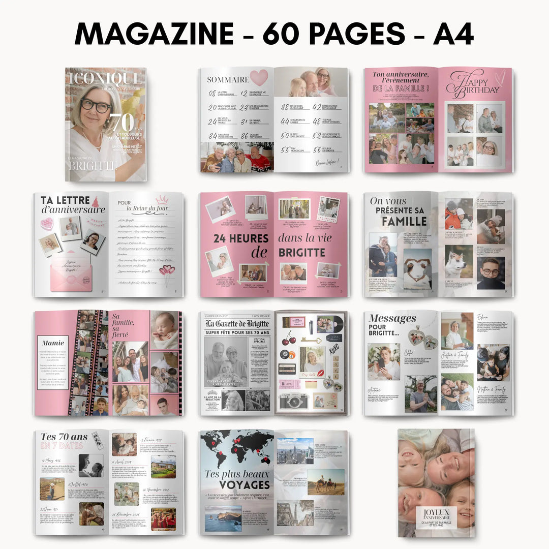 Kit Anniversaire 70 ans | Modèles Canva à personnaliser