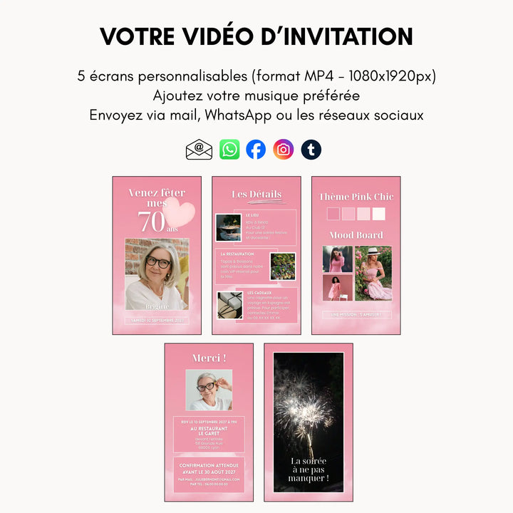 Kit Anniversaire 70 ans | Modèles Canva à personnaliser