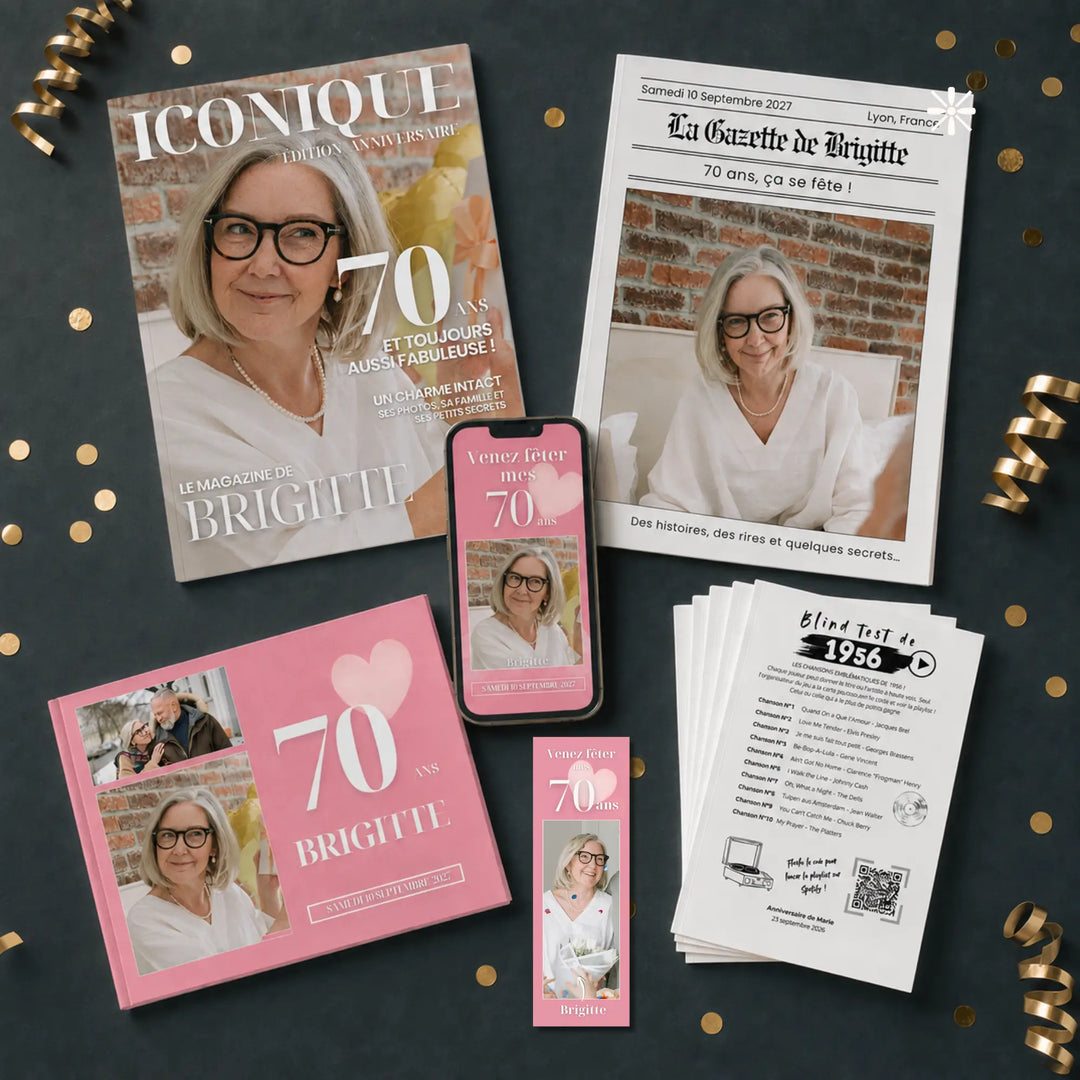 Kit Anniversaire 70 ans | Modèles Canva à personnaliser