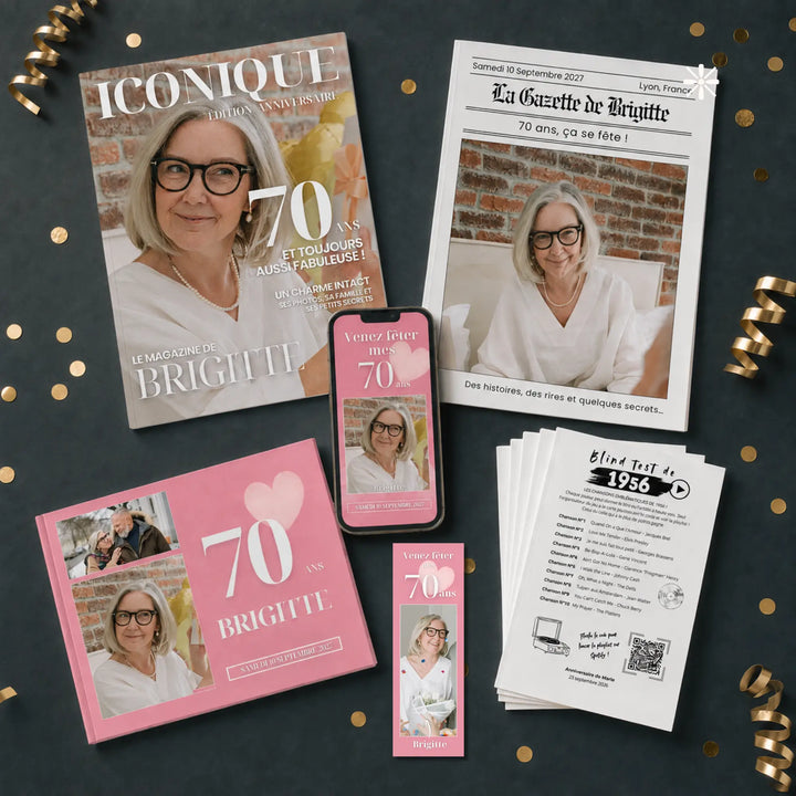 Kit Anniversaire 70 ans | Modèles Canva à personnaliser