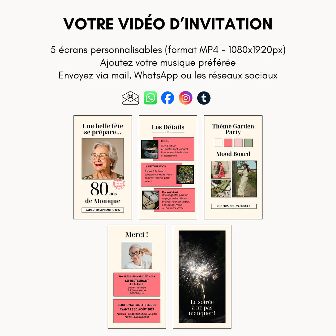 Kit Anniversaire 80 ans | Modèles Canva à personnaliser