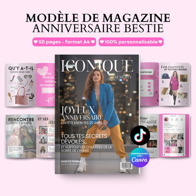 Magazine Personnalisé pour Anniversaire Bestie | Modèle Canva à personnaliser