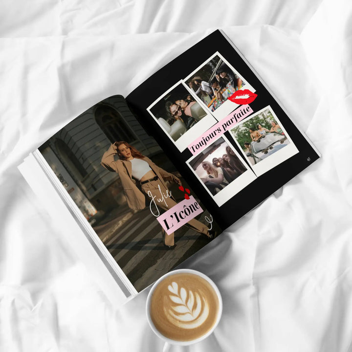 Photo sur une couettte du cadeau 18 ans personnalisé au format magazine.