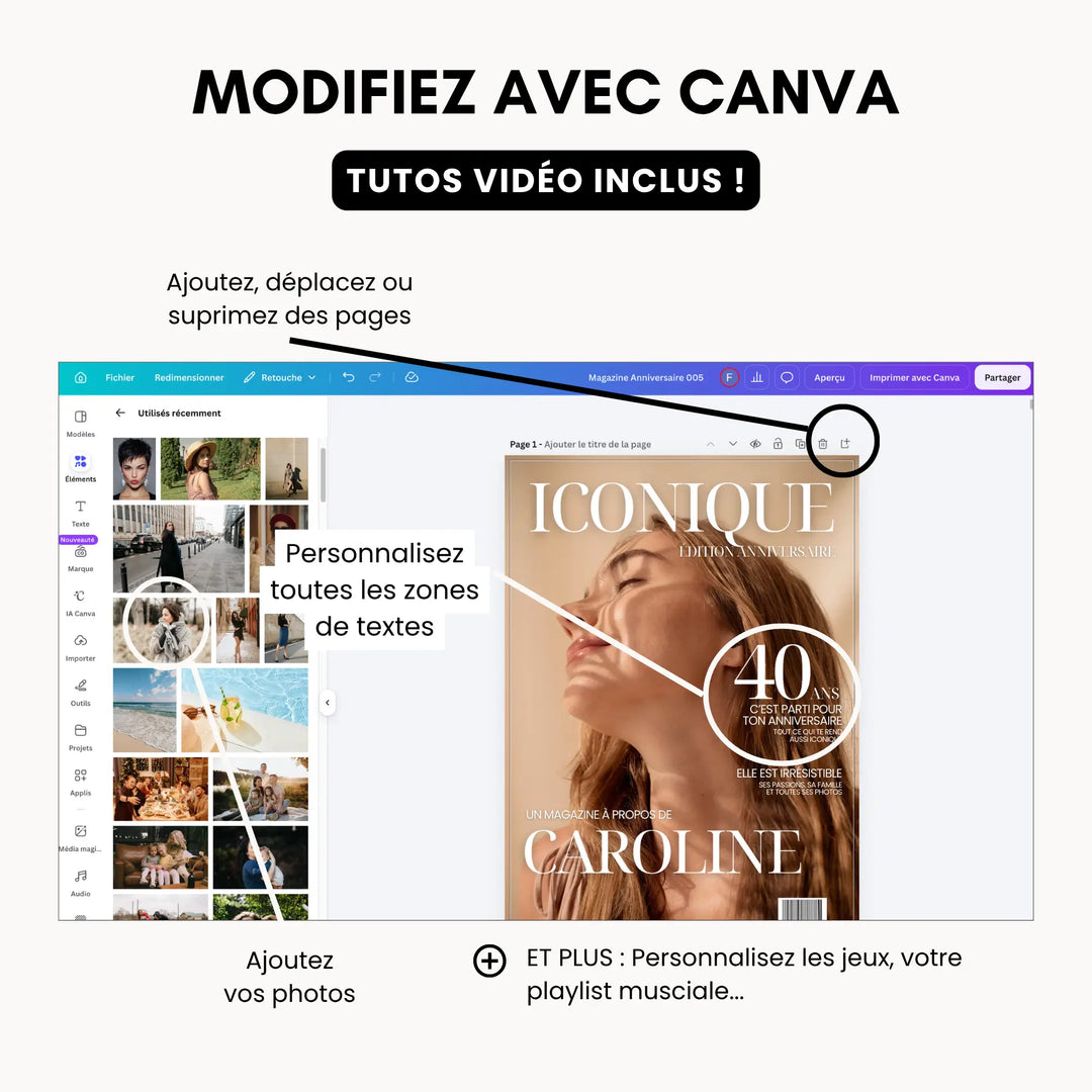 Magazine Personnalisé Anniversaire 40 ans | Modèle Canva à personnaliser