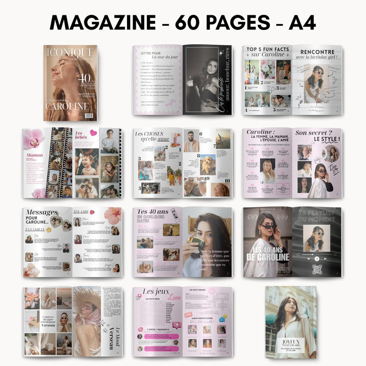 Magazine Personnalisé Anniversaire 40 ans | Modèle Canva à personnaliser