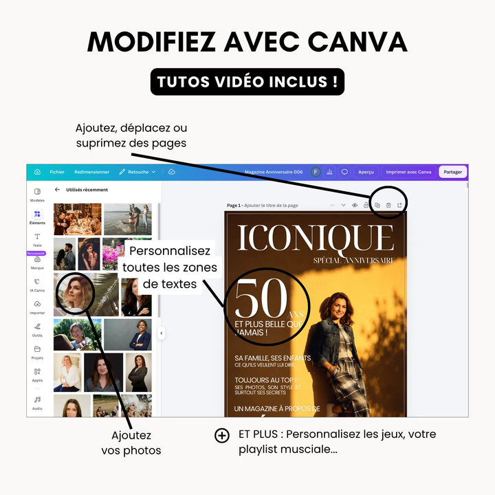 Magazine Personnalisé Anniversaire 50 ans | Modèle Canva à personnaliser