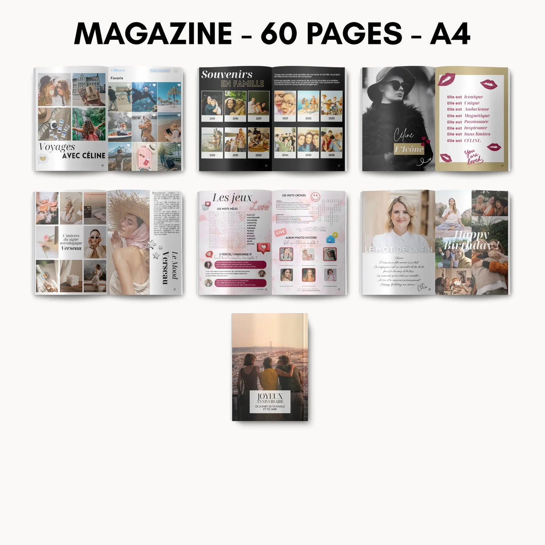 Magazine Personnalisé Anniversaire 50 ans | Modèle Canva à personnaliser