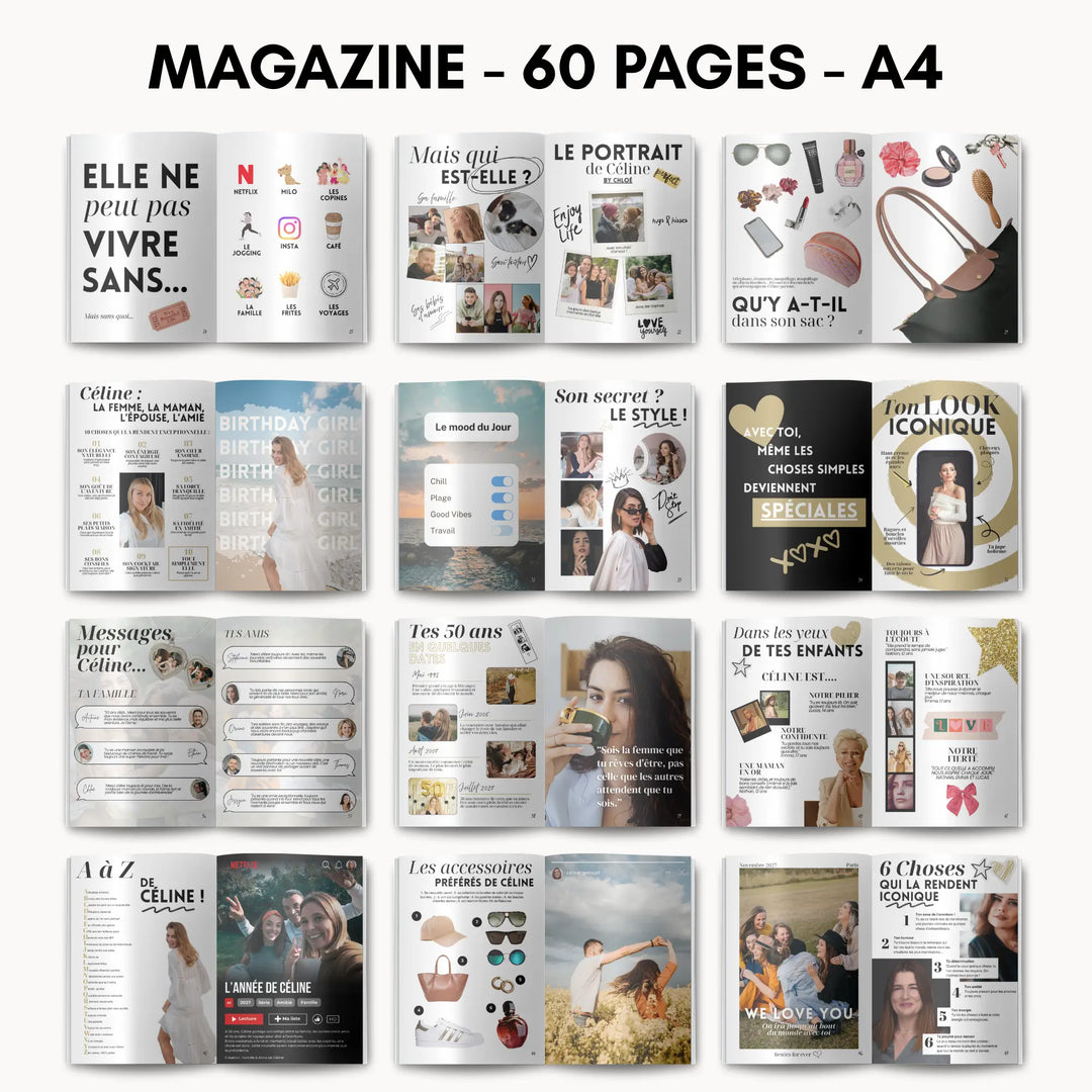 Magazine Personnalisé Anniversaire 50 ans | Modèle Canva à personnaliser