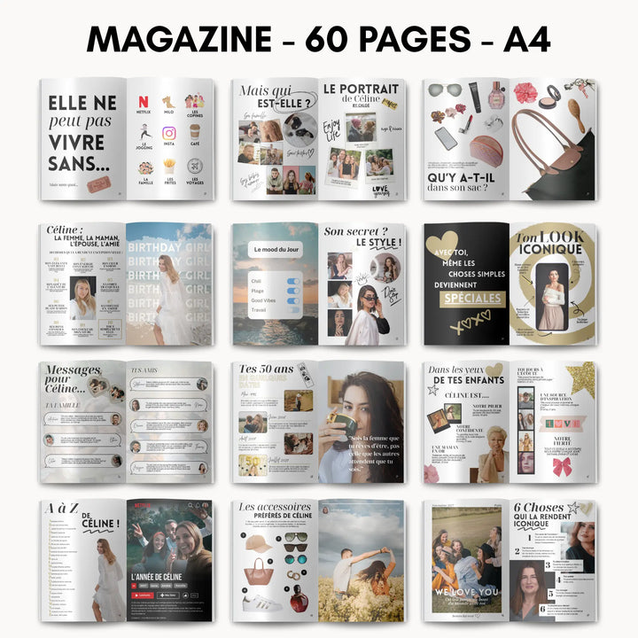 Magazine Personnalisé Anniversaire 50 ans | Modèle Canva à personnaliser