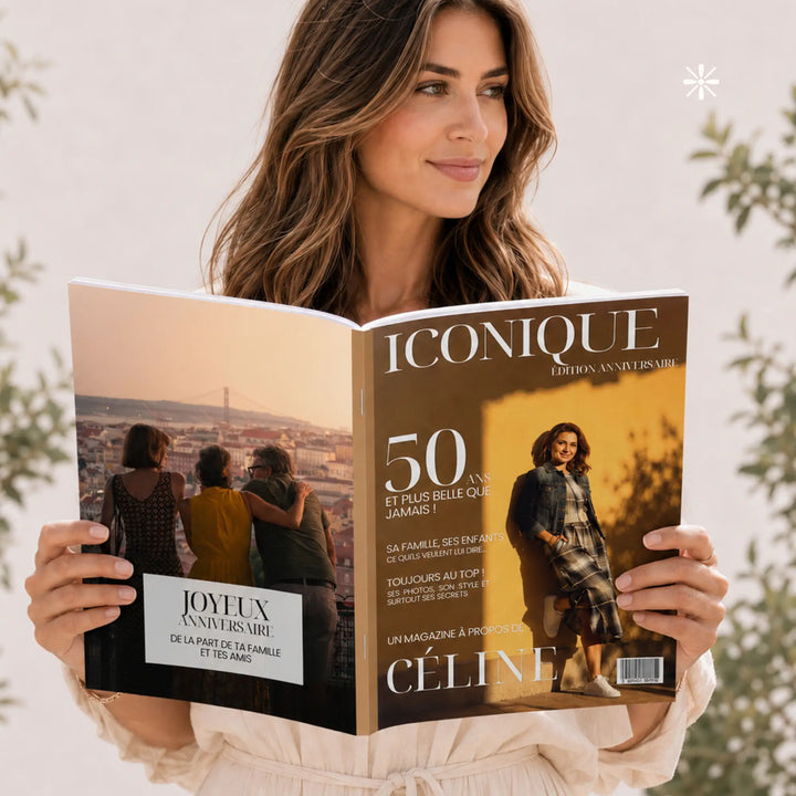 Magazine Personnalisé Anniversaire 50 ans | Modèle Canva à personnaliser