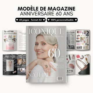 Modèle de magazine anniversaire 60 ans personnalisable, 60 pages au format A4