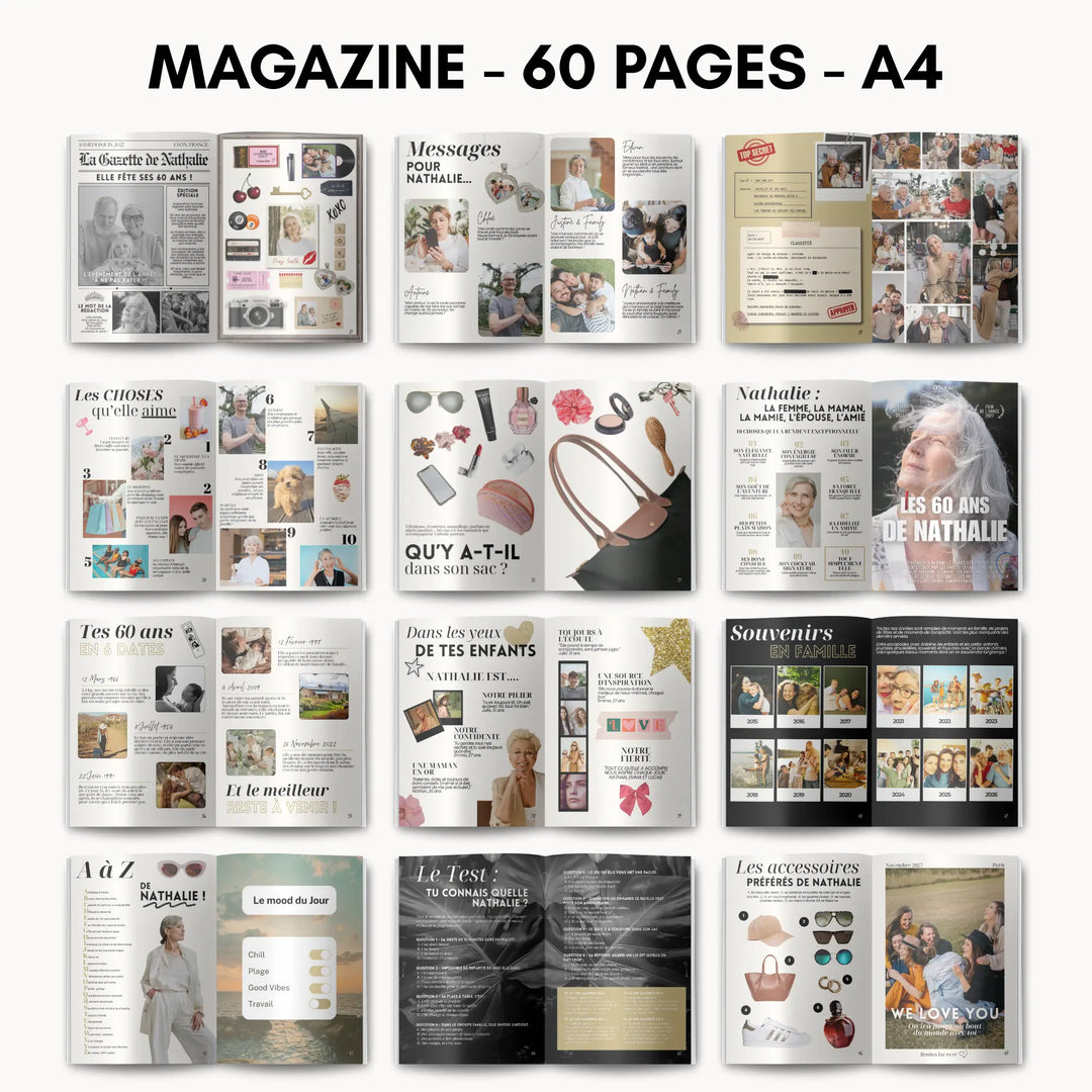 Magazine Personnalisé Anniversaire 60 ans | Modèle Canva