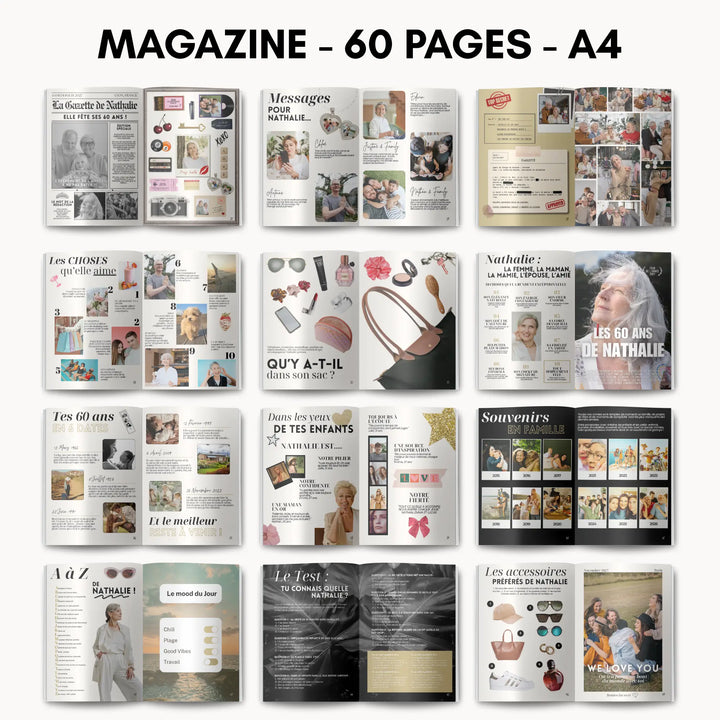 Magazine Personnalisé Anniversaire 60 ans | Modèle Canva