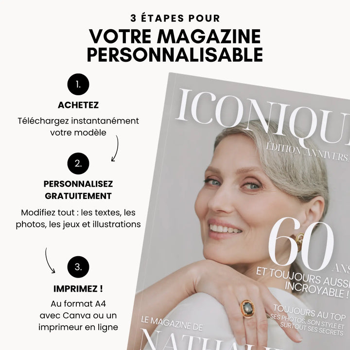 Magazine Personnalisé Anniversaire 60 ans | Modèle Canva