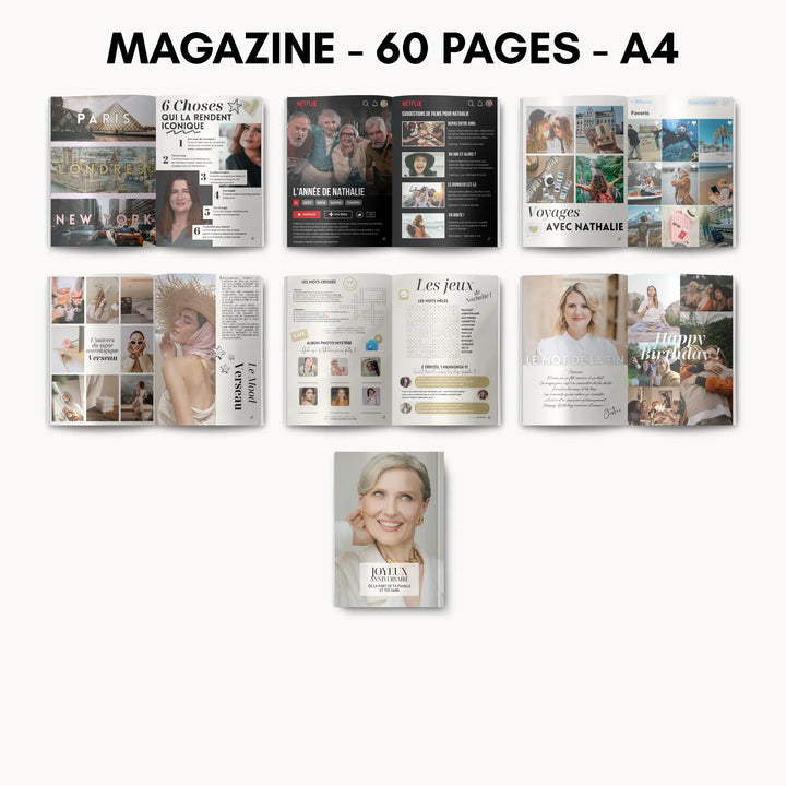 Magazine Personnalisé Anniversaire 60 ans | Modèle Canva